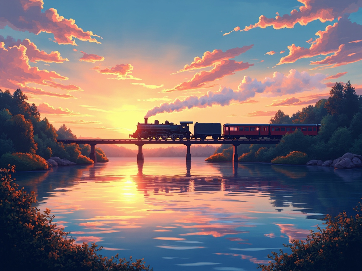 Train at Dusk - Minimax AI Image Generator | Text to Image 4:3