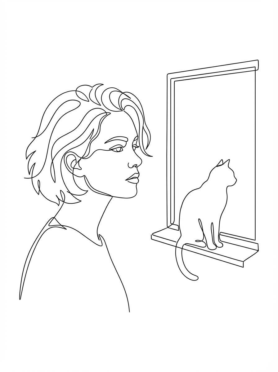 Minimalist Line Art Portrait - AI Generated Line Art Art by Nano Banana Pro | Waifu2x.live