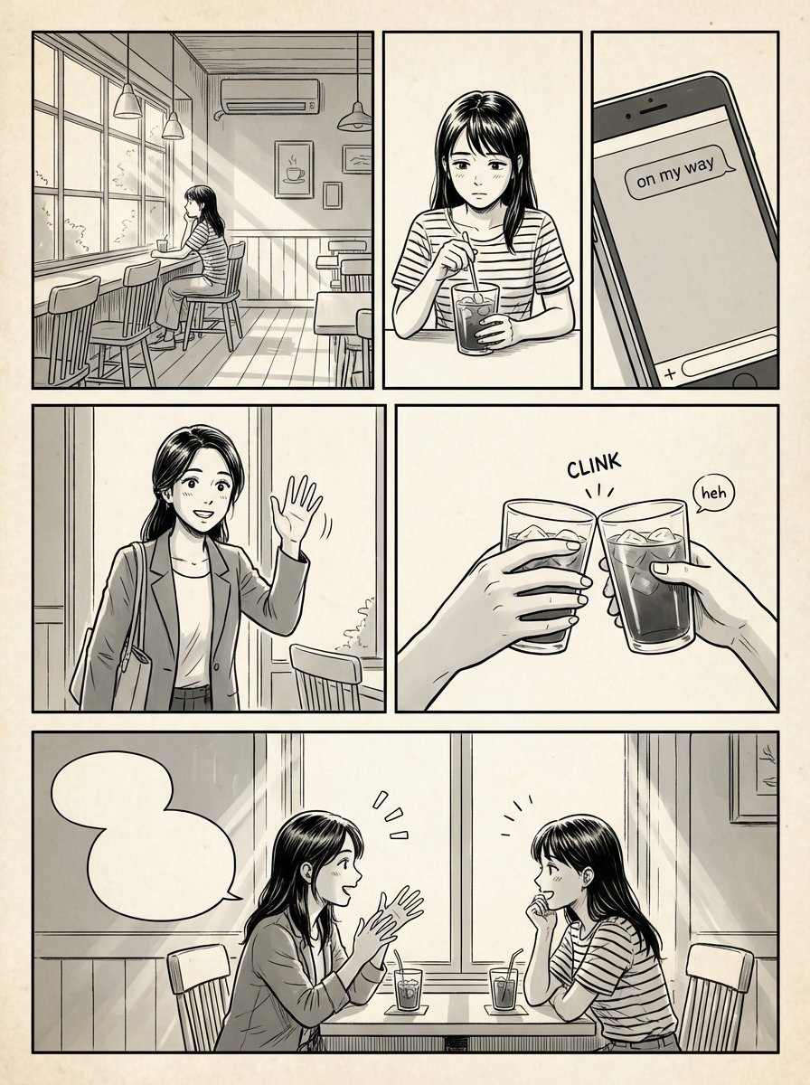 6-Panel Manga Storyboard - AI Generated Manga Art by Nano Banana Pro | Waifu2x.live