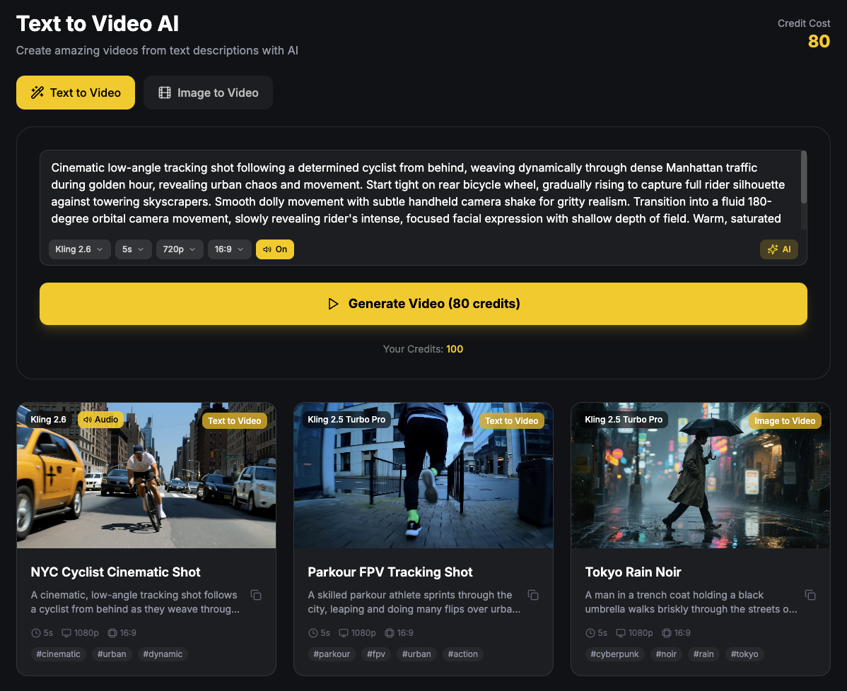 AI Video Generator Interface